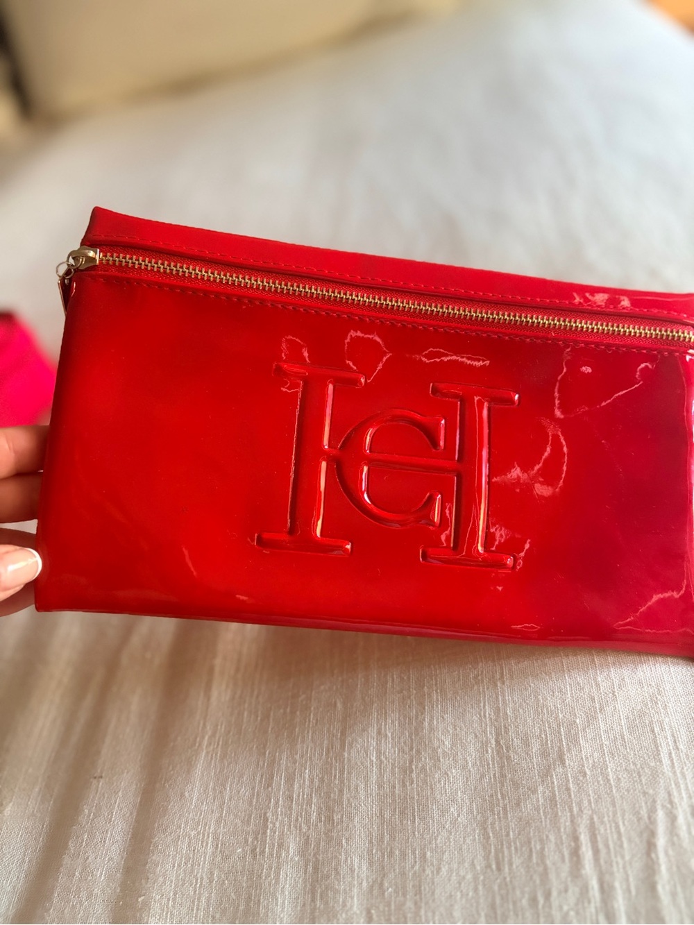 Carolina Herrera CH Red Patent Cosmetic Pouch